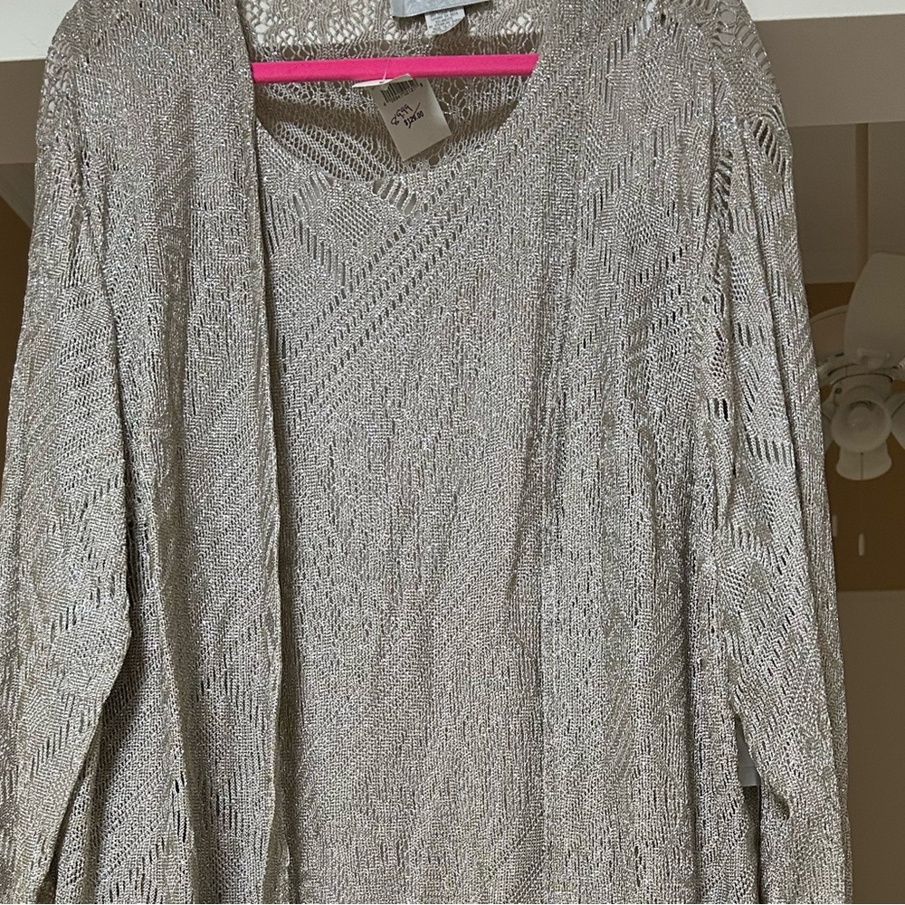 Liz & Me Silver Knit Overlay